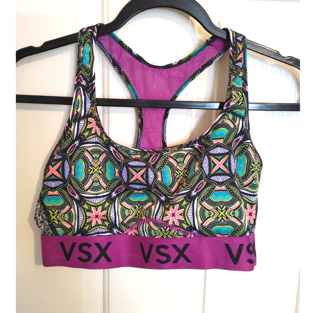 Victoria's Secret VSX Sport Bra Multicolor Geometric Large Racerback